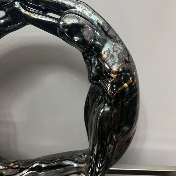 RARE black with gold swirl Vintage Ceramic Circle of Love by Royal Haeger - Picture 7 of 10